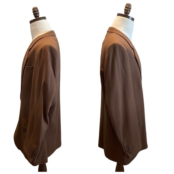 Oscar De La Renta Suit Blazer Jacket Wool Cashmere Brown Size 44L Business - Picture 3 of 12